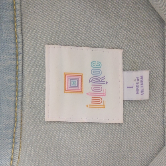 Lularoe jean jacket beautiful patchwork like new! Size Large. - Picture 6 of 8